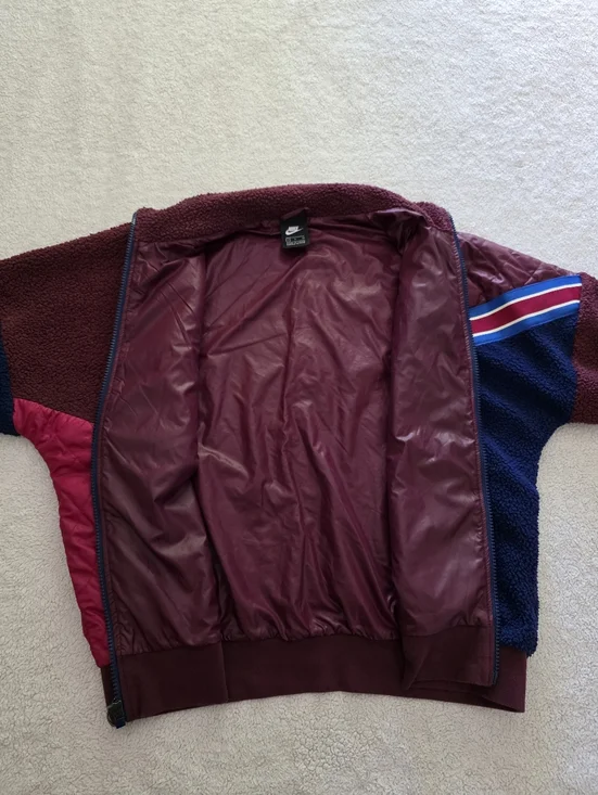 Nike Sportswear Retro Sherpa Fleece Track Jacket, Women's Small, GUC - Burgundy - Picture 10 of 12